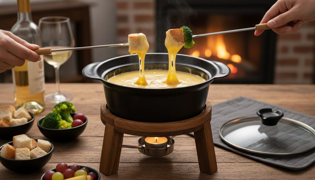 一人鍋でチーズフォンデュ