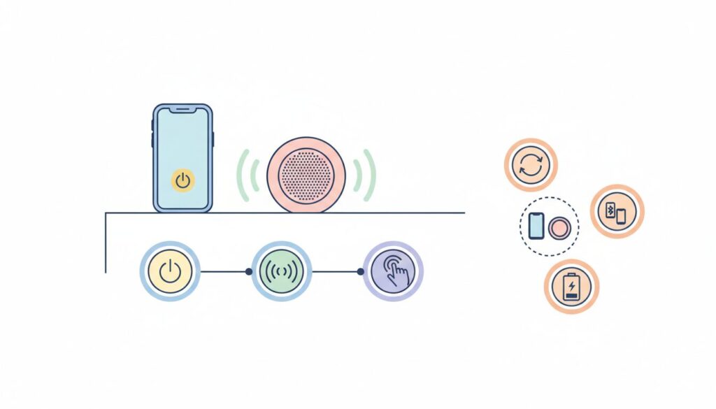 電源オン→ペアリングモード→スマホで名前を選ぶ